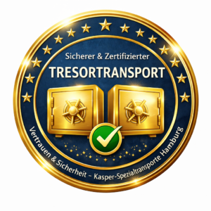 Siegel für sicheren und zertifizierten Tresortransport in Hamburg – Kasper-Spezialtransporte
